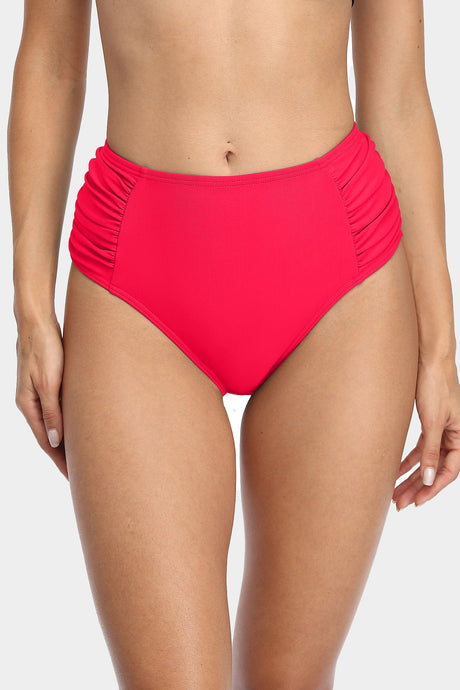 Attraco Women's Solid High Waisted Pleated Bikini Swim Bottom-Attraco | Fashion Outdoor Clothing