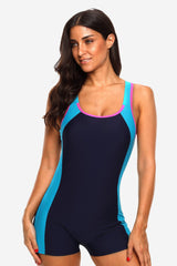 Attraco Blue Pullover Athletic Boyleg Racerback Swimwear-Attraco | Fashion Outdoor Clothing