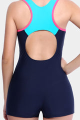 Attraco Blue Pullover Athletic Boyleg Racerback Swimwear-Attraco | Fashion Outdoor Clothing