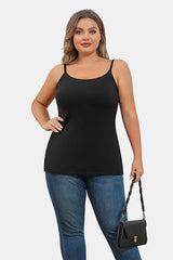 Plus Black Size Cotton Camisole Shelf Bra Spaghetti Straps Tank Top