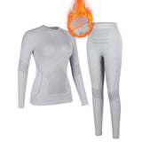 Women Thermal Sports Warm-Up Underwear Set for Skiing GRAY