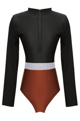 Colorblock Striped Zip Long manga UPF50+ Guardia de erupción