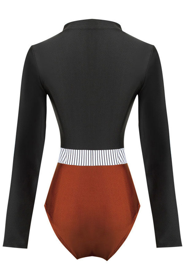 Colorblock Striped Zip Long manga UPF50+ Guardia de erupción