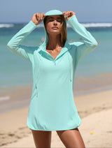 Shirt da nuoto da bagno anteriore da sole da bagno con costume da bagno con zip da donna