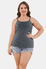 Plus Gray Size Cotton Camisole Shelf Bra Spaghetti Straps Tank Top