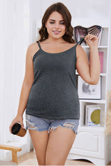 Plus Gray Size Cotton Camisole Shelf Bra Spaghetti Straps Tank Top