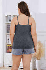 Plus Gray Size Cotton Camisole Shelf Bra Spaghetti Straps Tank Top