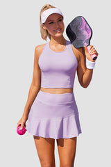 Rosa 2-teilige Tennis kleider für Frauen mit Shorts und Taschen Golf Workout Outfits Röcke Sets