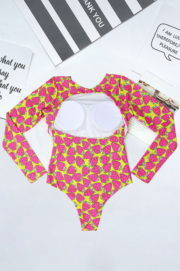 Strawberry Print Backless UPF50+ Rash Guard