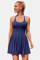 Women Seamless Tank Navy Athletic Dress Pleated Golf Dress