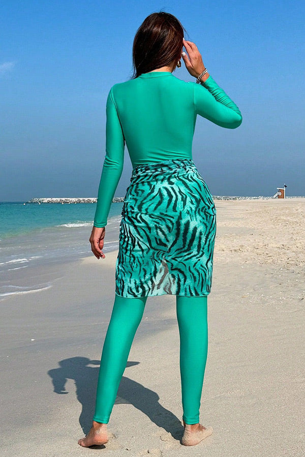 Women's Muslim Modest Front Zipper One-Piece Swimsuit UPF50+ Rash