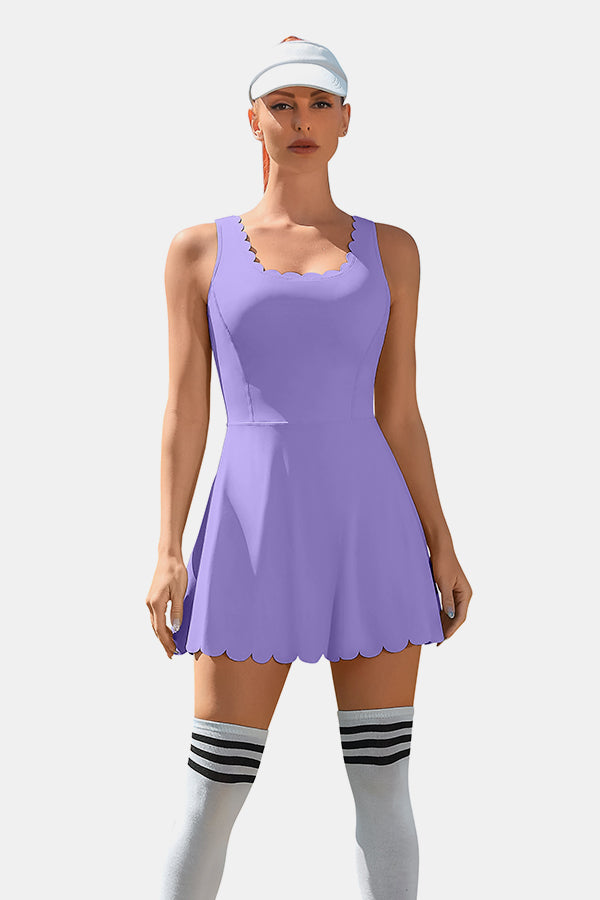 Purple Athletic Women's Tennis Dress with Pockets