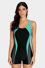 Attraco Women's Aqua Short Boyleg Racerback Athletic Swimsuit-Attraco | Fashion Outdoor Clothing