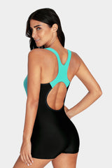 Attraco Women's Aqua Short Boyleg Racerback Athletic Swimsuit-Attraco | Fashion Outdoor Clothing