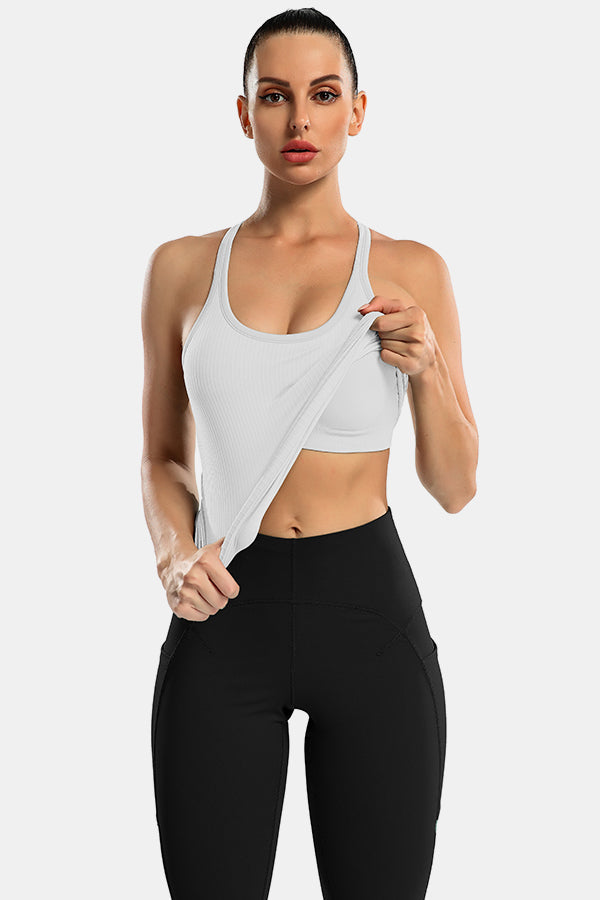 Athletic top with built in bra deals