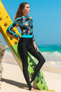 Attraco Floral Full Body Sun Protection Surfing Suit-Attraco | Fashion Outdoor Clothing