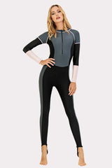 Attraco Front Half-Zipper Grey One Piece Surfing Wetsuit-Attraco | Fashion Outdoor Clothing