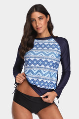 Women's Boho Printed Drawstring Long Sleeve UPF50+ Rash Guard-Attraco | Fashion Outdoor Clothing