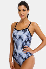 Attraco Gray Sporty Colorful One Piece Swimsuit-Attraco | Fashion Outdoor Clothing