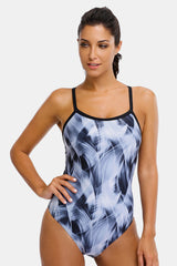 Attraco Gray Sporty Colorful One Piece Swimsuit-Attraco | Fashion Outdoor Clothing