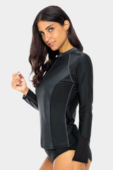 Women's Sleek Quarter Zip Long Sleeve UPF 50+ Rash Guard-Attraco | Fashion Outdoor Clothing