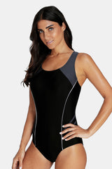 Attraco Grey Women's Colorblock Slimming One Piece Swimsuit-Attraco | Fashion Outdoor Clothing