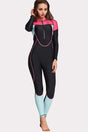 Attraco Half-Zipper Color Block One Piece Surfing Wetsuit-Attraco | Fashion Outdoor Clothing