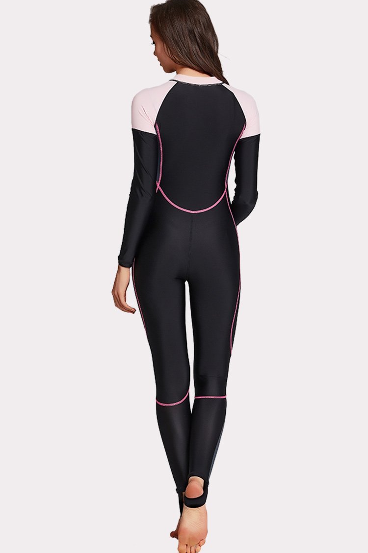 Attraco Half-Zipper Color Block One Piece Surfing Wetsuit-Attraco | Fashion Outdoor Clothing