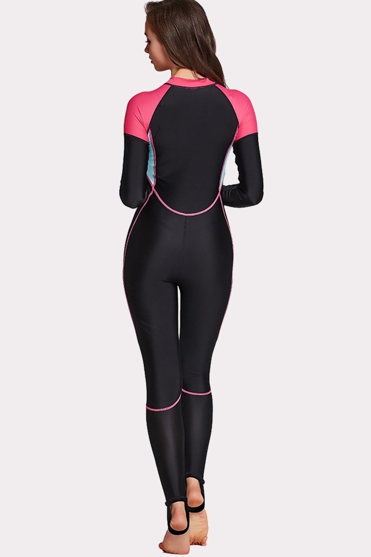 Attraco Half-Zipper Color Block One Piece Surfing Wetsuit-Attraco | Fashion Outdoor Clothing