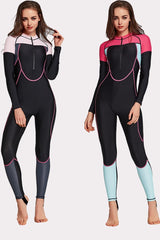 Attraco Half-Zipper Color Block One Piece Surfing Wetsuit-Attraco | Fashion Outdoor Clothing