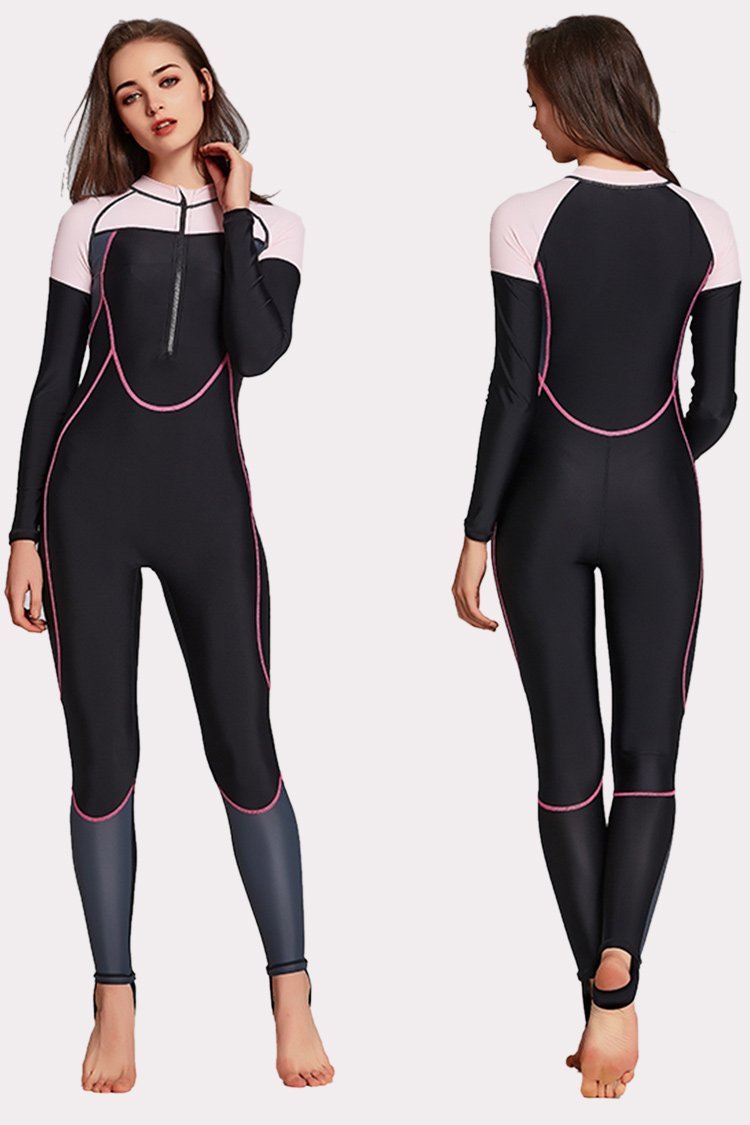 Attraco Half-Zipper Color Block One Piece Surfing Wetsuit-Attraco | Fashion Outdoor Clothing