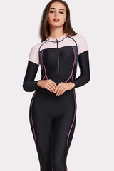 Attraco Half-Zipper Color Block One Piece Surfing Wetsuit-Attraco | Fashion Outdoor Clothing