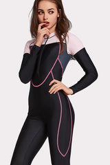 Attraco Half-Zipper Color Block One Piece Surfing Wetsuit-Attraco | Fashion Outdoor Clothing