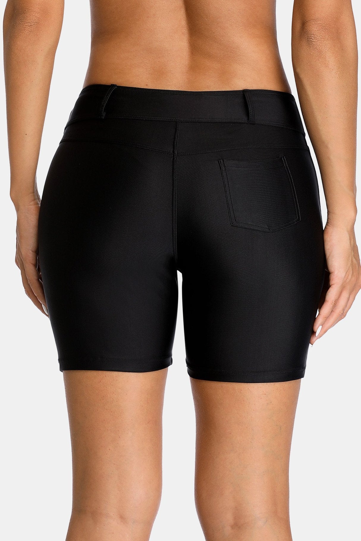 Attraco Black Belt loops Pocket Women Swim Shorts-Attraco | Fashion Outdoor Clothing