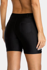 Attraco Black Belt loops Pocket Women Swim Shorts-Attraco | Fashion Outdoor Clothing