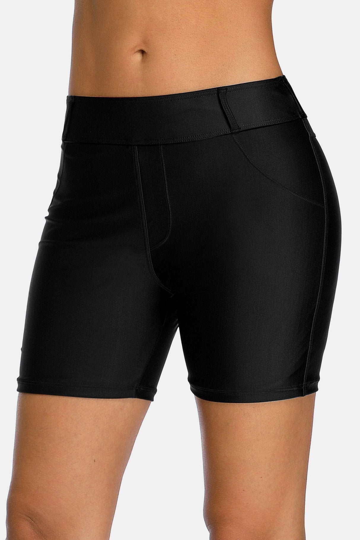 Attraco Black Belt loops Pocket Women Swim Shorts-Attraco | Fashion Outdoor Clothing