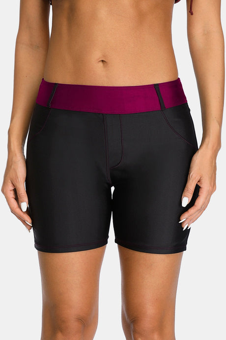 Attraco Wine Belt loops Pocket Women Swim Shorts-Attraco | Fashion Outdoor Clothing