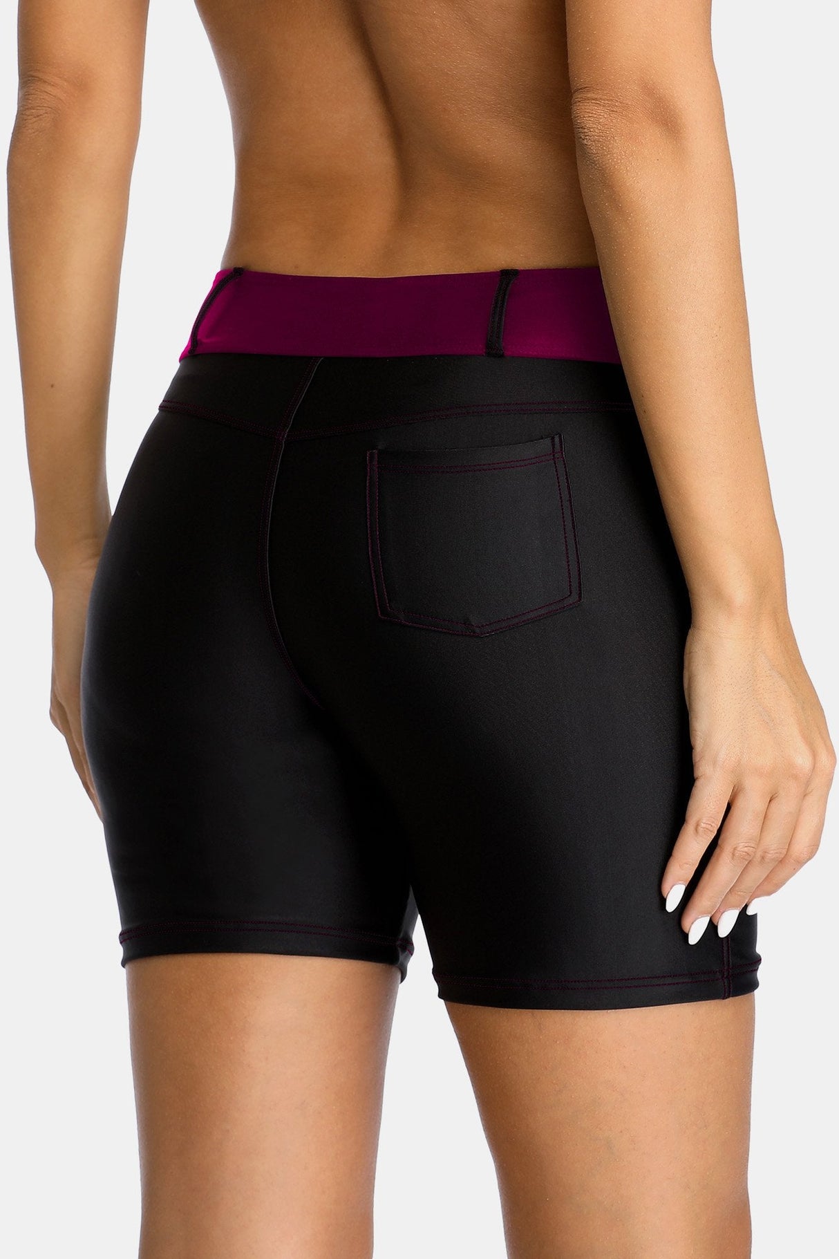 Attraco Wine Belt loops Pocket Women Swim Shorts-Attraco | Fashion Outdoor Clothing