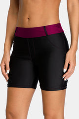 Attraco Wine Belt loops Pocket Women Swim Shorts-Attraco | Fashion Outdoor Clothing