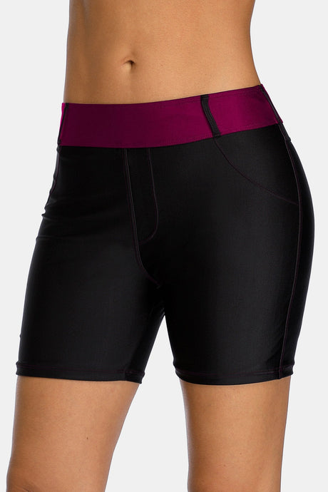 Attraco Wine Belt loops Pocket Women Swim Shorts-Attraco | Fashion Outdoor Clothing