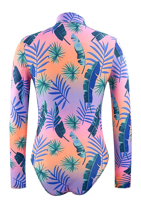 Feather Print Long Sleeve Half Zip UPF50+ Rash Guard-Attraco | Fashion Outdoor Clothing