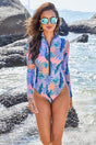 Feather Print Long Sleeve Half Zip UPF50+ Rash Guard-Attraco | Fashion Outdoor Clothing