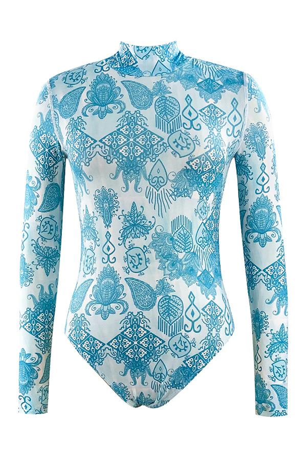 Tribal Print Long Sleeve Half Zip UPF50+ Rash Guard-Attraco | Fashion Outdoor Clothing