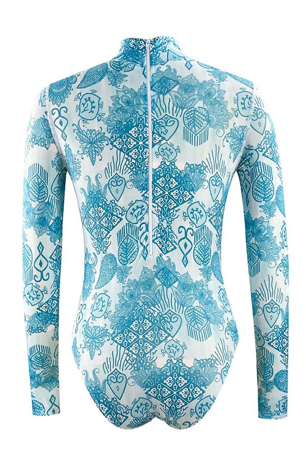 Tribal Print Long Sleeve Half Zip UPF50+ Rash Guard-Attraco | Fashion Outdoor Clothing