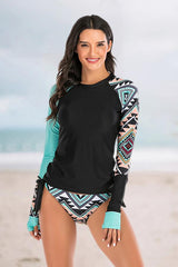 Attraco Women's Printed UPF 50+ Split Rash Guard-Attraco | Fashion Outdoor Clothing