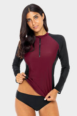 Women's Basic Half-zip UPF 50+ Long Sleeve Rash guard-Attraco | Fashion Outdoor Clothing