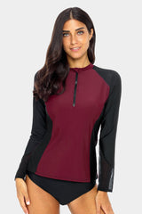 Women's Basic Half-zip UPF 50+ Long Sleeve Rash guard-Attraco | Fashion Outdoor Clothing