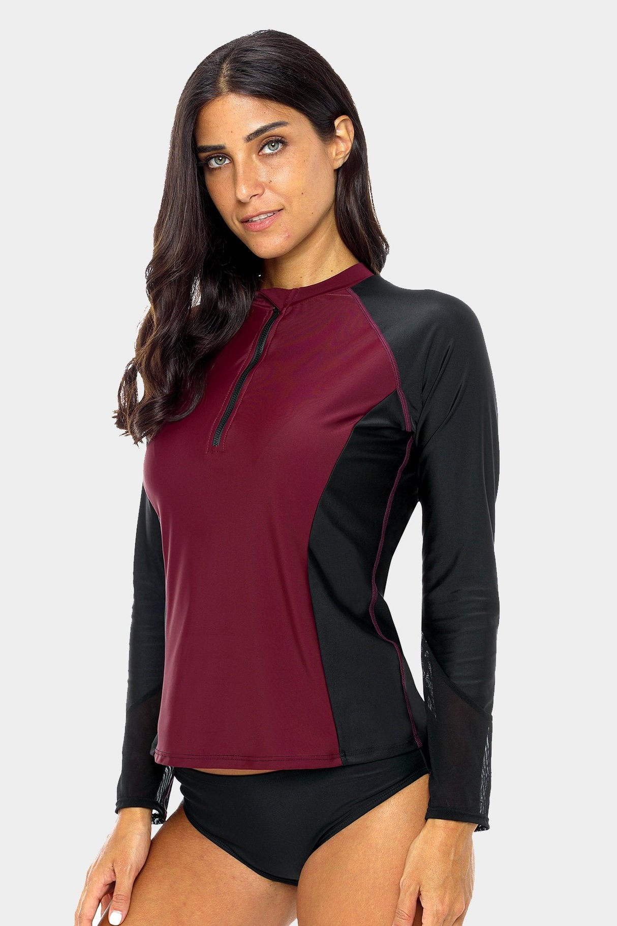 Women's Basic Half-zip UPF 50+ Long Sleeve Rash guard-Attraco | Fashion Outdoor Clothing