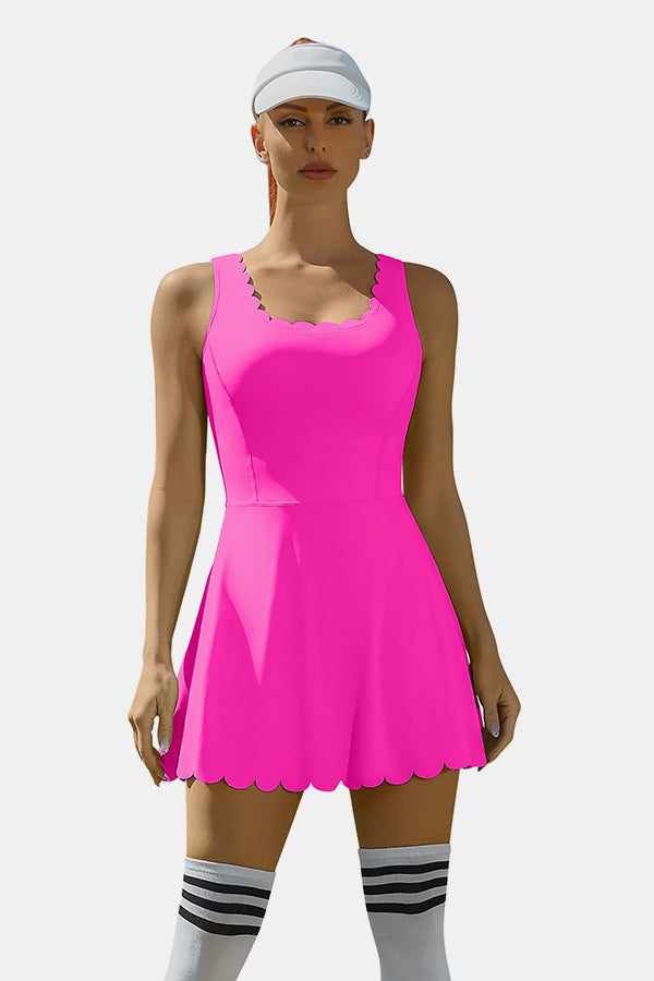 Bright Pink Athletic Women's Tennis Dress with Pockets