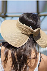 Women Roll Up Foldable Wide Brim Sun Visor Straw Hat